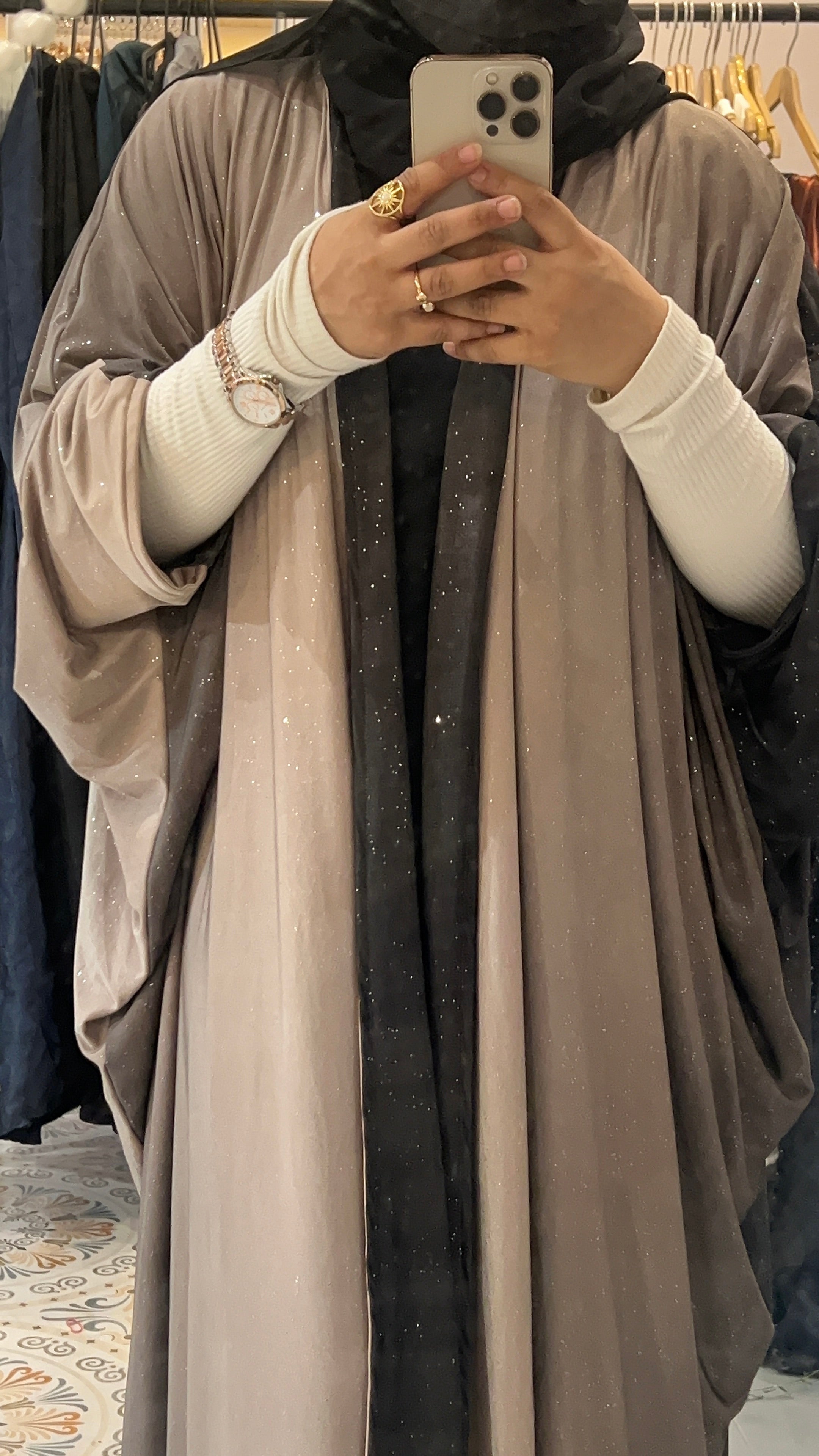 Ombre abaya- Black