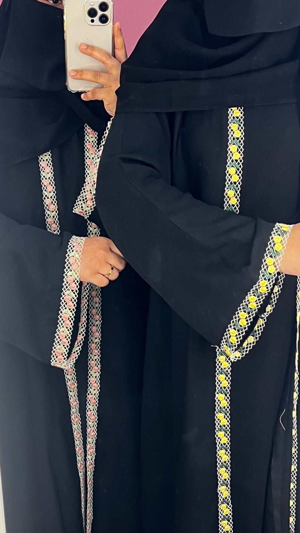 Tulip lace abaya- Pink
